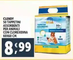 Deco Supermercati Clendy 50 tappetini assorbenti per animali con clorexidina 60x60 cm offerta