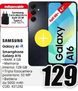 MediaWorld SAMSUNG Smartphone Galaxy A16 offerta