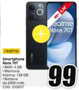 MediaWorld realme Smartphone Note 70T offerta
