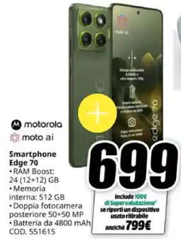 MediaWorld motorola Smartphone Edge 70 offerta