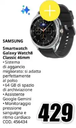 MediaWorld SAMSUNG Smartwatch Galaxy Watch8 Classic 46mm offerta