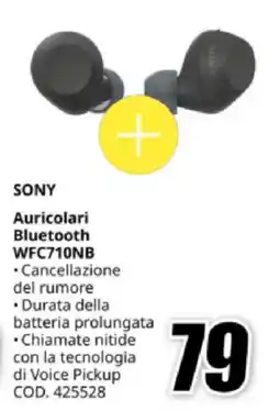 MediaWorld SONY Auricolari Bluetooth WFC710NB offerta