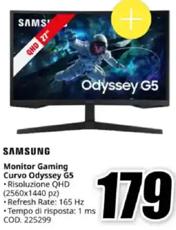 MediaWorld SAMSUNG Monitor Gaming Curvo Odyssey G5 offerta
