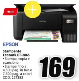 MediaWorld EPSON Stampante Ecotank ET-2865 offerta