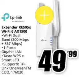 MediaWorld tp-link Extender RE505x Wi-Fi 6 AX1500 offerta