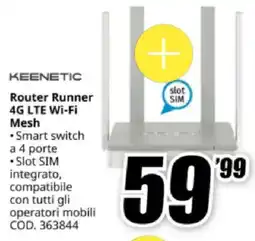MediaWorld KEENETIC Router Runner 4G LTE Wi-Fi Mesh offerta