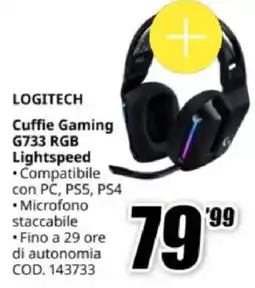 MediaWorld LOGITECH Cuffie Gaming G733 RGB Lightspeed offerta