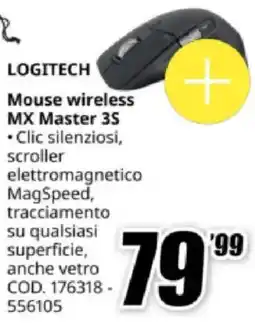 MediaWorld LOGITECH Mouse wireless MX Master 3S offerta