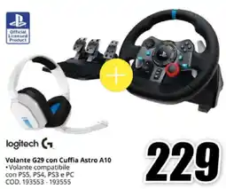 MediaWorld logitech Volante G29 con Cuffia Astro A10 offerta