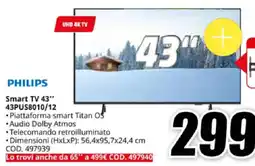 MediaWorld PHILIPS Smart TV 43" 43PUS8010/12 offerta