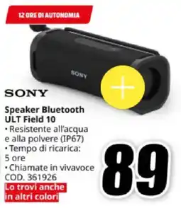 MediaWorld SONY Speaker Bluetooth ULT Field 10 offerta