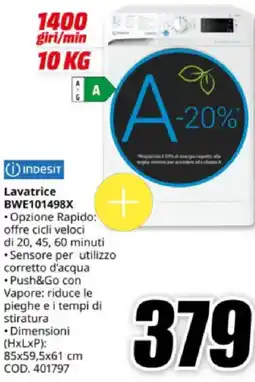 MediaWorld INDESIT Lavatrice BWE101498X offerta