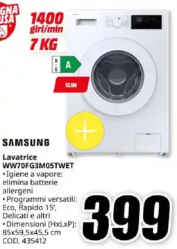 MediaWorld SAMSUNG Lavatrice WW70FG3M05TWET offerta