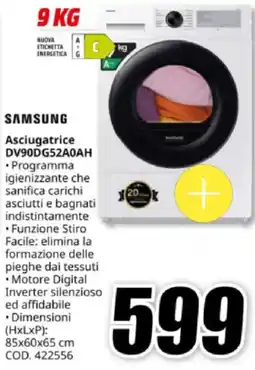 MediaWorld SAMSUNG Asciugatrice DV90DG52A0AH offerta