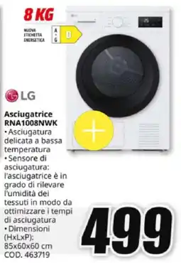 MediaWorld LG Asciugatrice RNA1008NWK offerta