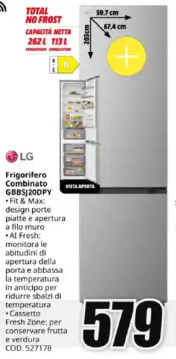 MediaWorld LG Frigorifero Combinato GBBSJ20DPY offerta