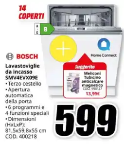 MediaWorld BOSCH Lavastoviglie da incasso SMV4EVX09E offerta
