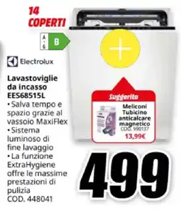 MediaWorld Electrolux Lavastoviglie da incasso EES68515L offerta