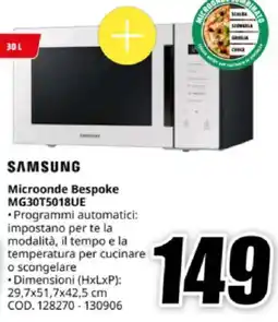 MediaWorld SAMSUNG Microonde Bespoke MG30T5018UE offerta