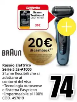 MediaWorld BRAUN Rasoio Elettrico Serie 5 52-A1000 offerta