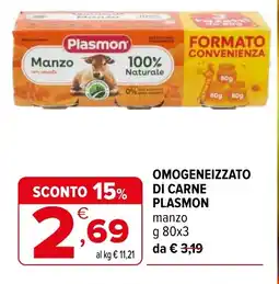 Iperal Omogeneizzato di carne PLASMON manzo offerta