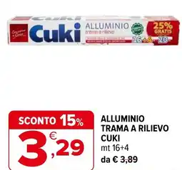 Iperal ALLUMINIO trama a rilievo CUKI 16+4 mt offerta