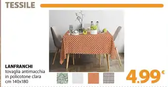 LANFRANCHI tovaglia antimacchia in policotone clara cm 140x180