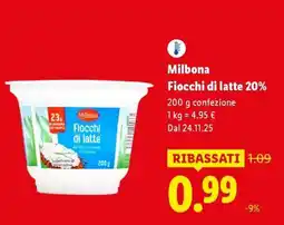 Lidl Milbona Fiocchi di latte 20% offerta