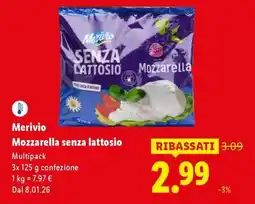 Lidl Merivio Mozzarella senza lattosio offerta