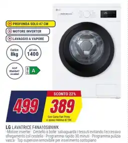 Trony LG LAVATRICE F4NA10S8NWK offerta