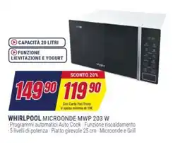 Trony WHIRLPOOL MICROONDE MWP 203 W offerta