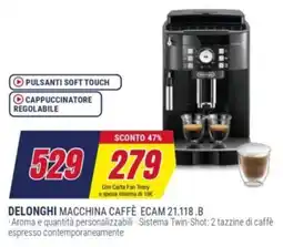 Trony DELONGHI MACCHINA CAFFÈ ECAM 21.118.B offerta