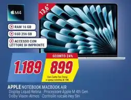 Trony Apple notebook macbook air offerta