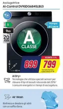 Trony Samsung Asciugatrice Ai·Control DV90DG6845LBU3 offerta