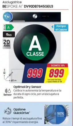 Trony Samsug Asciugatrice BESPOKE AIR DV90DB7845GEU3 offerta