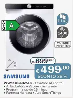 Al Pentolone SAMSUNG WW11DG6B25LK - Lavatrice Al Control offerta