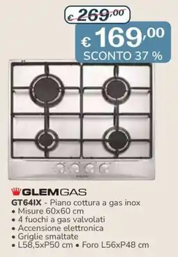 Al Pentolone GLEMGAS GT64IX - Piano cottura a gas inox offerta