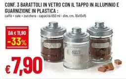 A&O Conf. 3 barattoli in vetro con il tappo in alluminio e guarnizione in plastica offerta