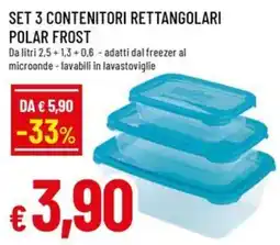 A&O Set 3 contenitori rettangolari polar frost offerta