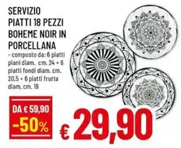A&O Servizio piatti 18 pezzi boheme noir in porcellana offerta