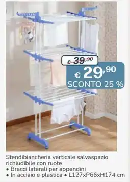 Al Pentolone Stendibiancheria verticale salvaspazio richiudibile con ruote offerta