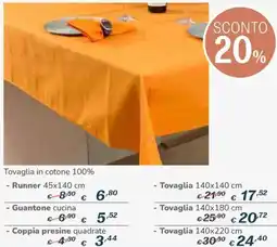 Al Pentolone Tovaglia in cotone 100% offerta