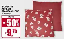 Il Gigante 2 cuscini arredo stampa cuore offerta