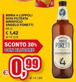 Il Gigante Birra 4 luppoli non filtrata birrificio ANGELO PORETTI offerta