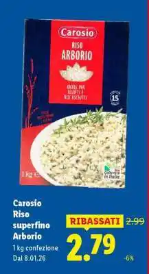 Lidl Carosio Riso superfino Arborio offerta