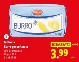 Lidl Milbona Burro pastorizzato offerta