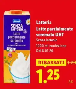 Lidl Latteria Latte parzialmente scremato UHT offerta