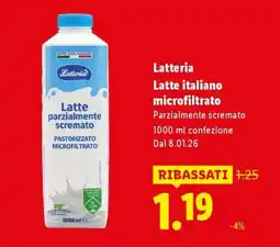 Lidl Latteria Latte italiano microfiltrato offerta