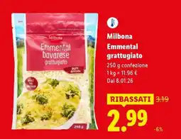 Lidl Milbona Emmental grattugiato offerta