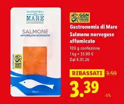 Lidl Gastronomia di Mare Salmone norvegese affumicato offerta